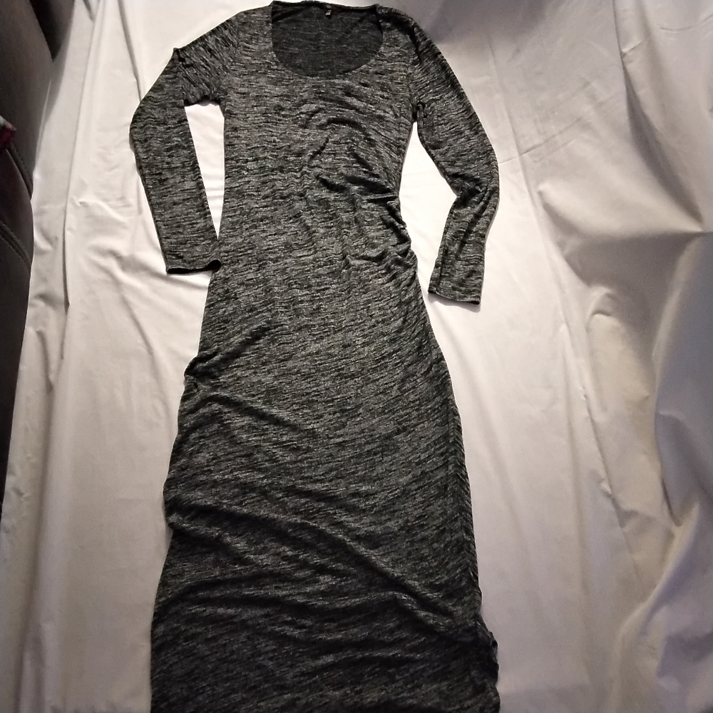 Victoria's Secret Heather Gray Long Sleeves Maxi Sweaters Dress, Size:Medium